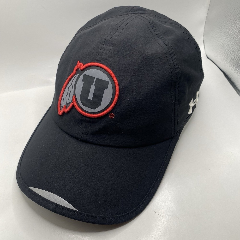 Utah Utes Hat Under Armour Iso-chill Black Strapback Drifit Running‎ Hat